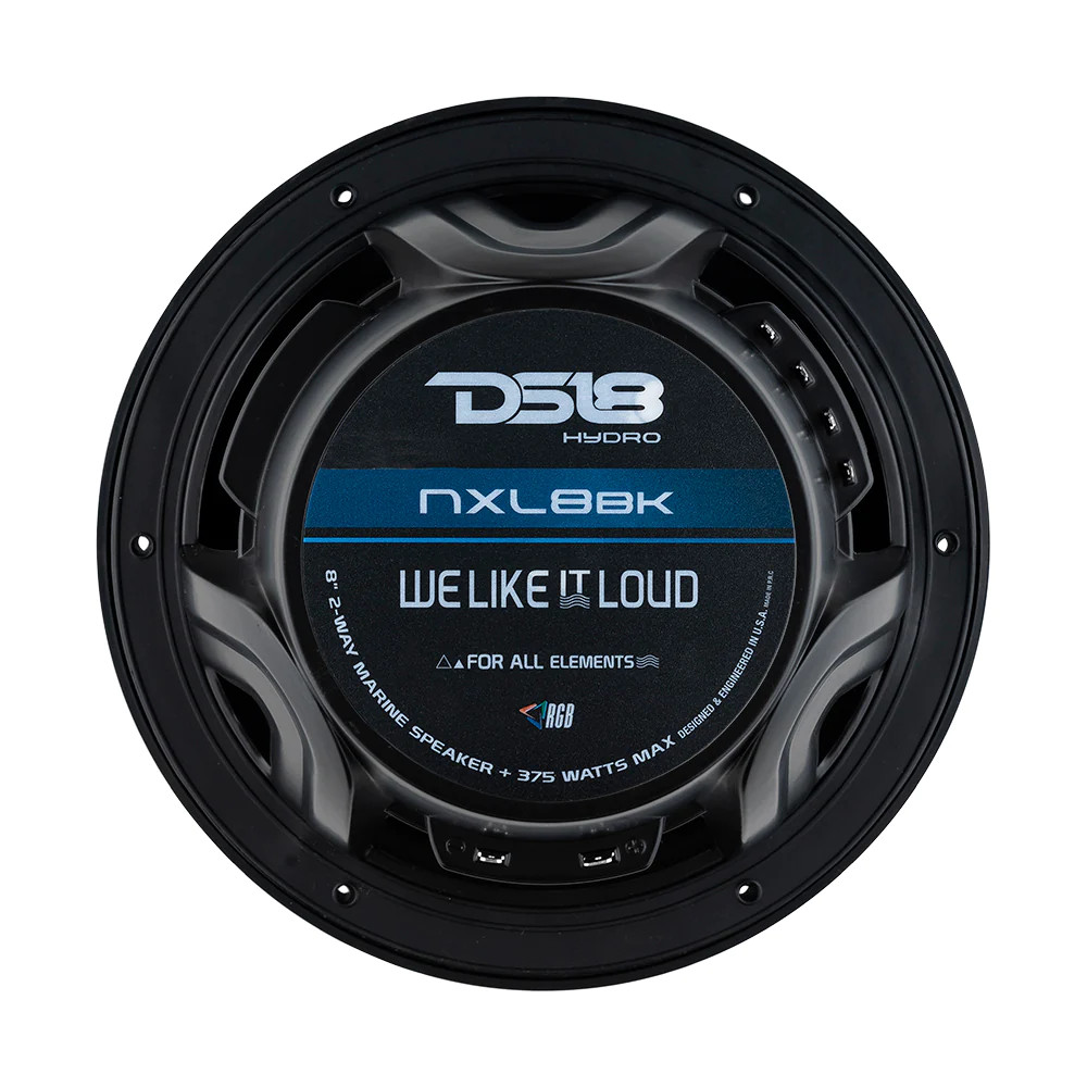 HYDRO 8" 2-Way Marine Speakers with Integrated RGB LED Lights 375Watts MATTE black