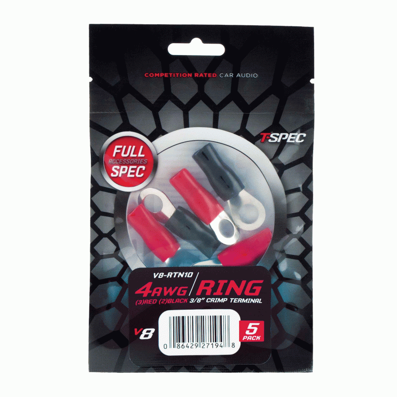 TSPEC V8 5 PK 3/8IN 4GA RING TERMINALS