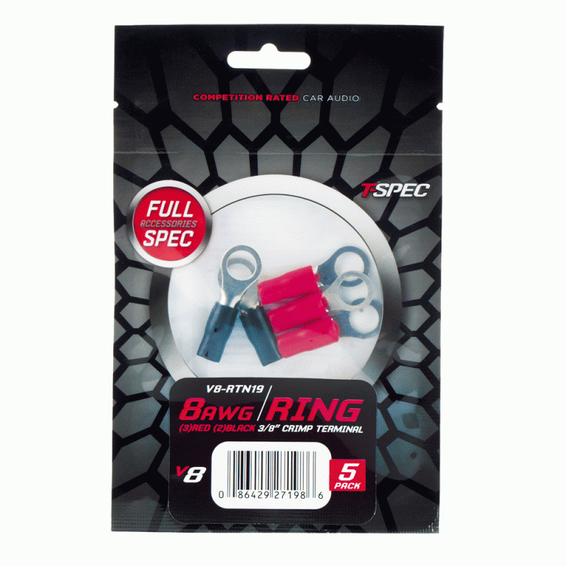 TSPEC V8 5 PK 8GA 3/8IN  RING TERMINALS