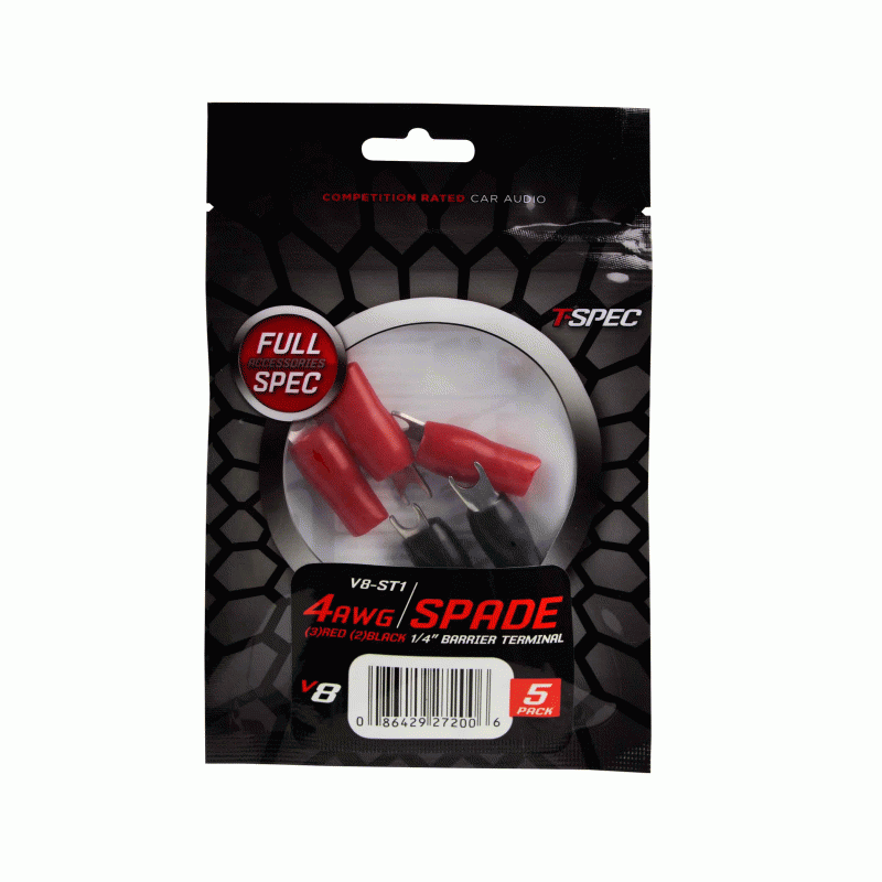 TSPEC V8 5PK 4GA SPADE TERMINALS