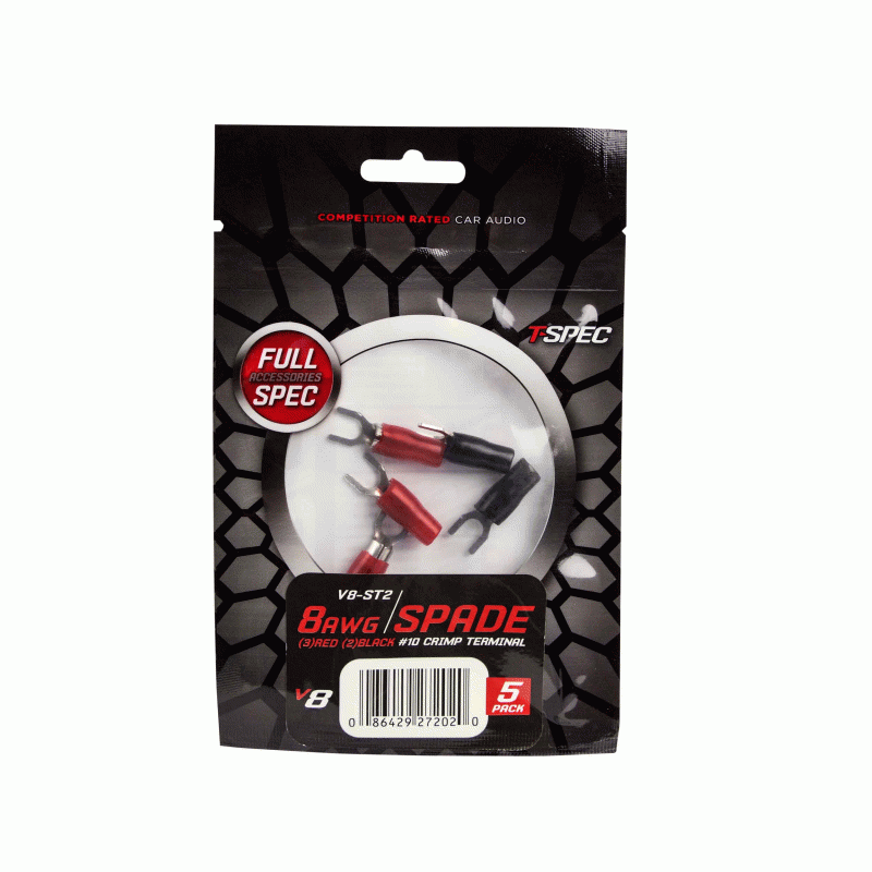 TSPEC V8 5 PK 8GA 1/4 inch SPADE TERMINALS