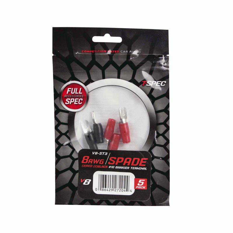 TSPEC V8 #10 SPADE TERMINALS 5 PK
