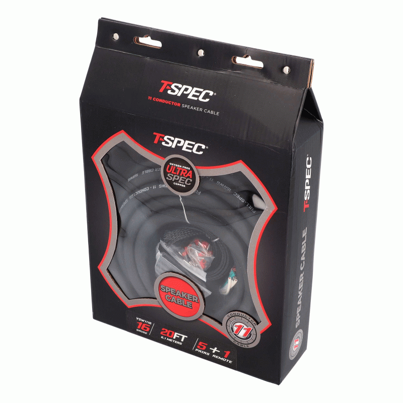 TSPEC 20' Speaker Cable 16 Gauge 11 Conductor with ferrule connectors
