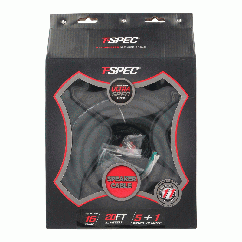 TSPEC 20' Speaker Cable 16 Gauge 11 Conductor with ferrule connectors