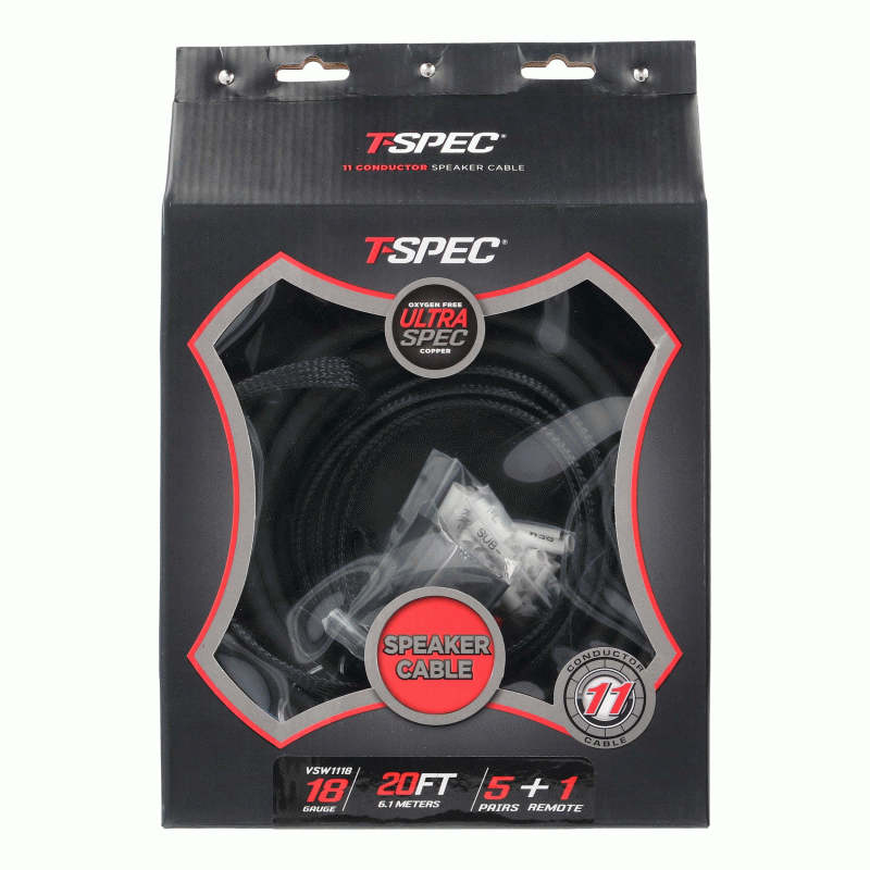 TSPEC 20' Speaker Cable 18 Gauge 11 Conductor with ferrule connectors
