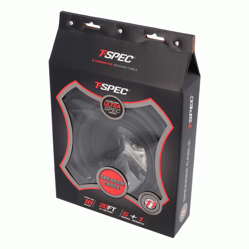 TSPEC 20' Speaker Cable 18 Gauge 11 Conductor with ferrule connectors