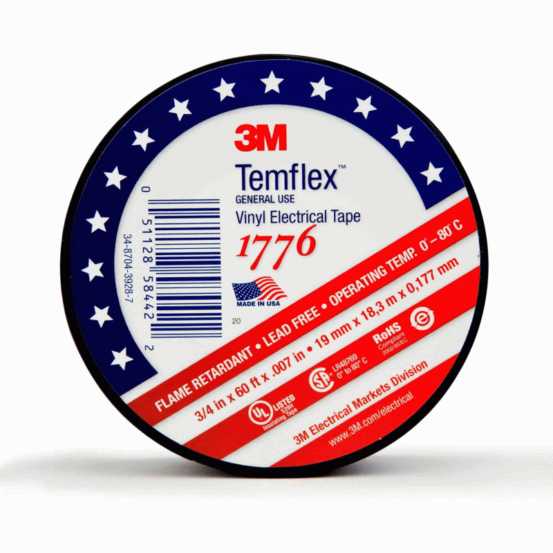 Vinyl Electrical Tape 3/4 inch X 60 feet - 10 PACK