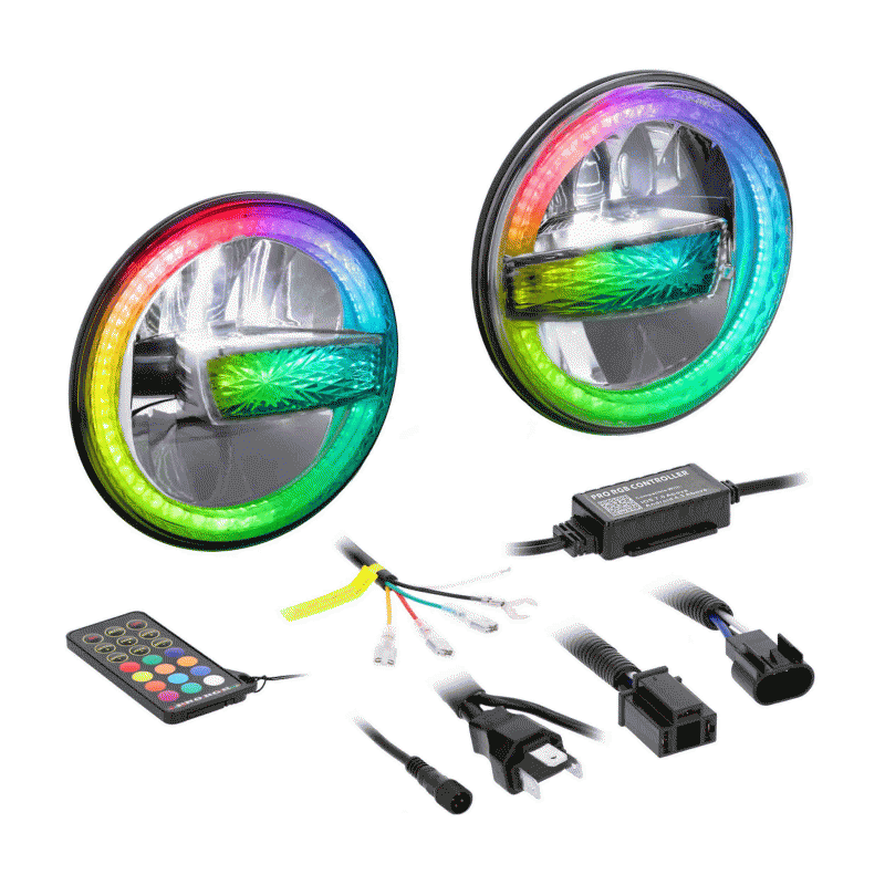HEISE 7" Premium Chasing LED Headlights - Fits select Jeeps® 7" Premium chasing LED sealed headlights49 watts each Lumen 3000lm (high beam), 1900lm (low beam) Color temperature: 6500K