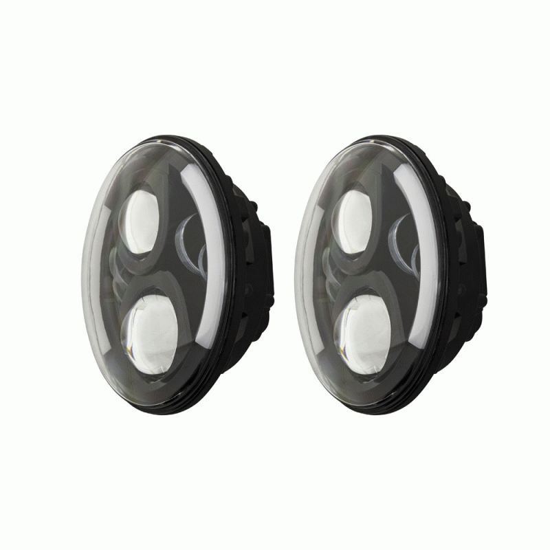 HEISE 7" ROUND PARTIAL HALO LED HEADLIGHT SYSTEM - BLACK OUT FACE