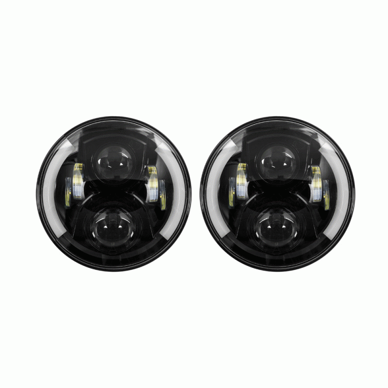HEISE 7" ROUND PARTIAL HALO LED HEADLIGHT SYSTEM - BLACK OUT FACE