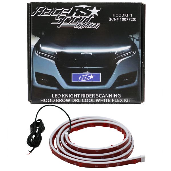 RACESPORT New LED Knight Rider Scanning Hood Brow DRL Flex Kit in Cool White