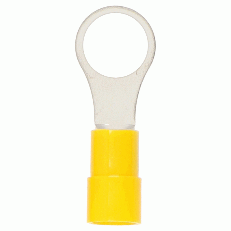 Yellow Vinyl Ring Terminal 12-10 Gauge #8 Package of 100