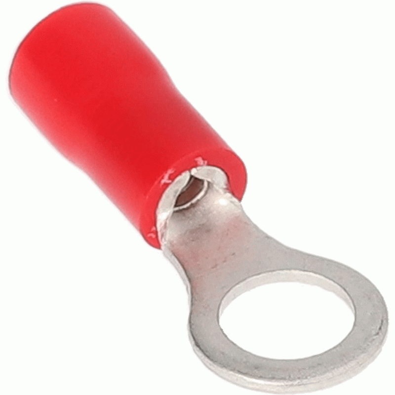 Red Vinyl Ring Terminal 22-18 Gauge #6 - Package of 100