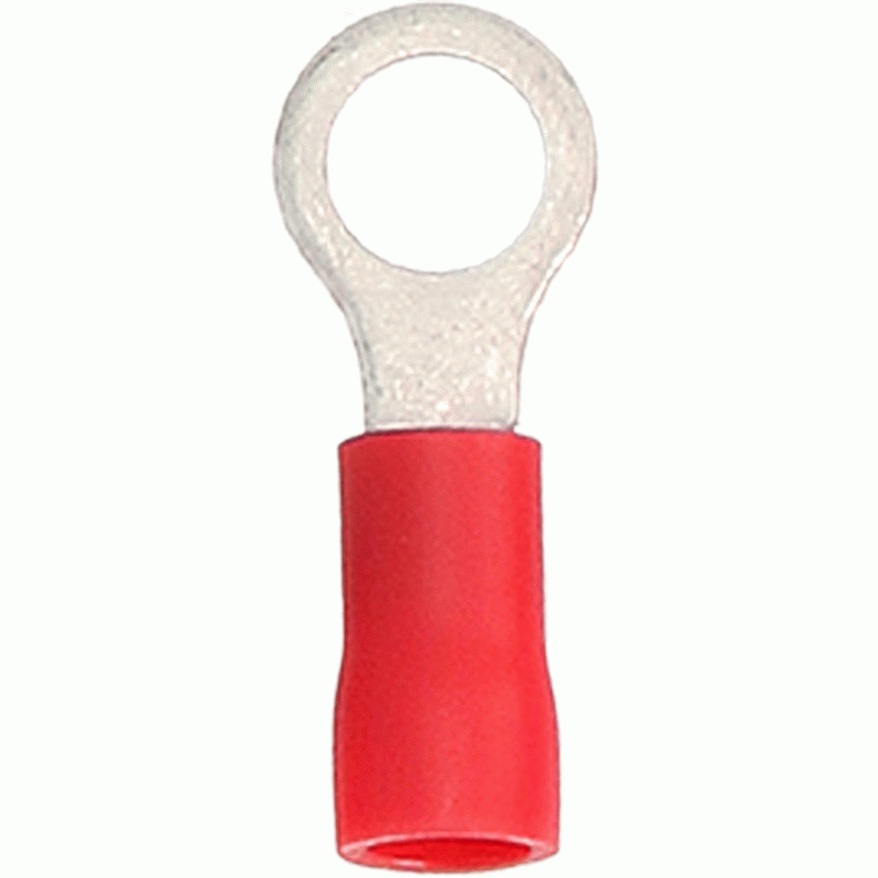 Red Vinyl Ring Terminal 22-18 Gauge #6 - Package of 100