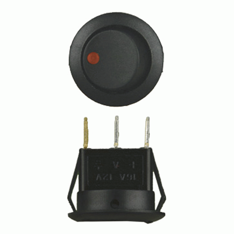 Round Rocker Switch With Red Led No Leads 20amp - Pack of 5