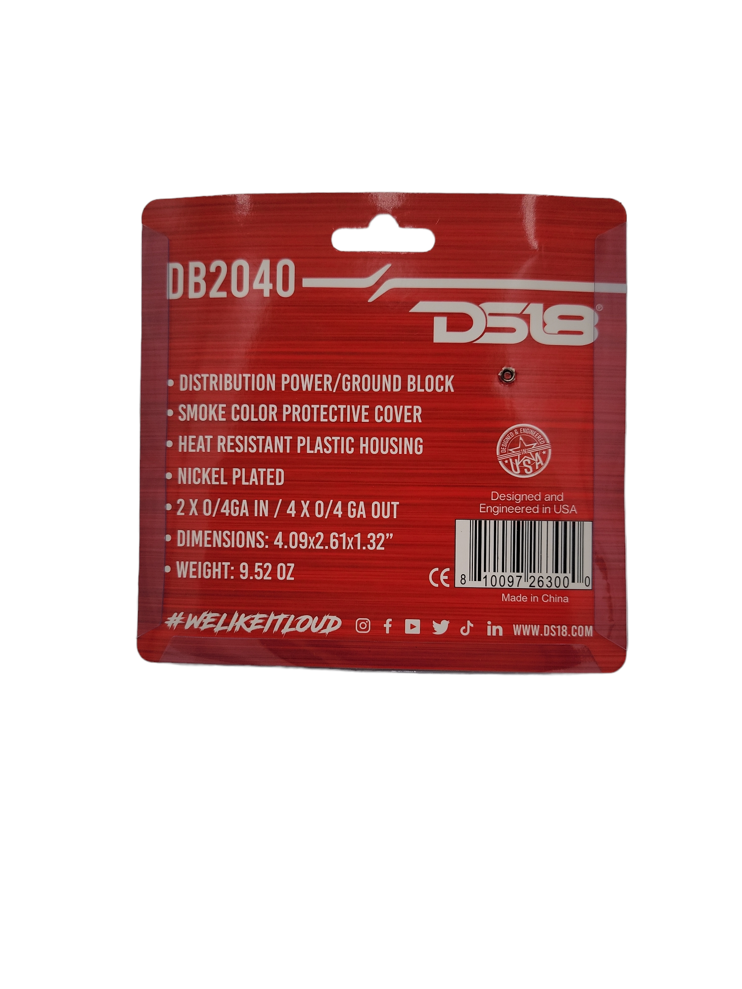 DS18 POWER/GROUND DISTRIBUTION BLOCK - NICKLE PLATED, HIGH HEAT RESISTANT HOUSING - 2 X 0/4GA IN TO 4 X 0/4GA OUT