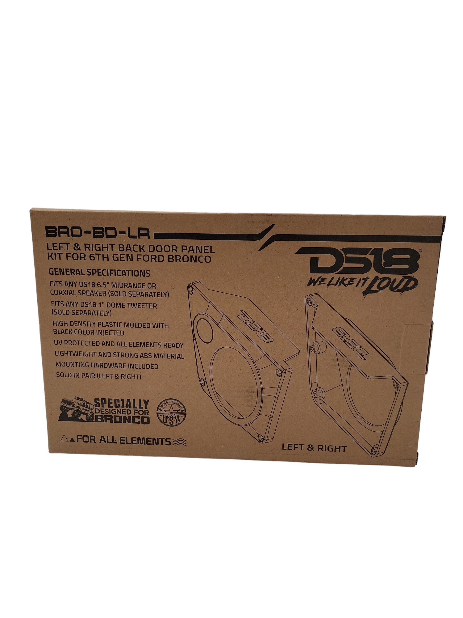 DS18 Bronco 6.5" & Tweeter Back Door Panels