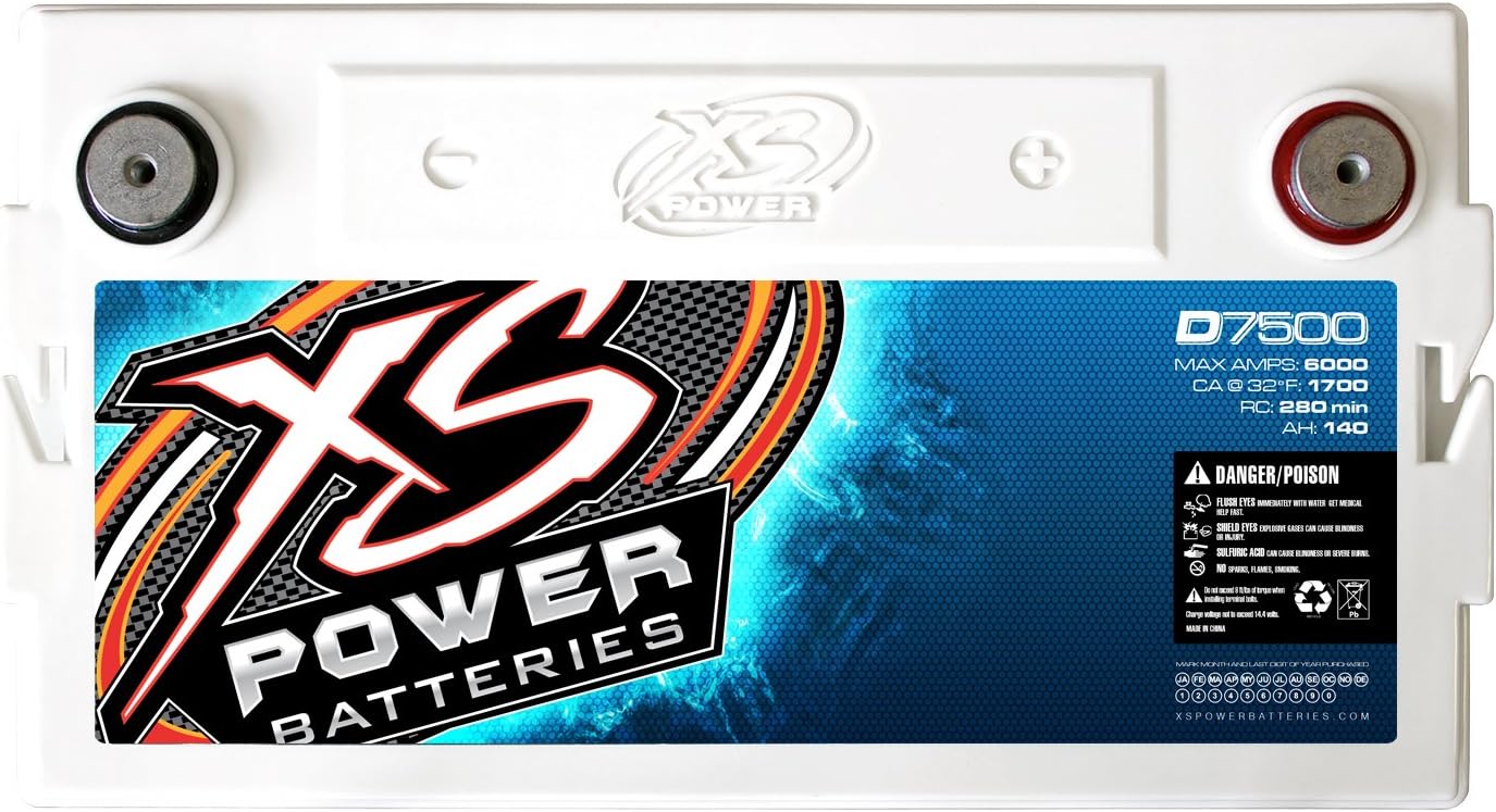 XS POWER 12V BCI Group Size GC12, AGM Battery, 5000W / 7500W Range