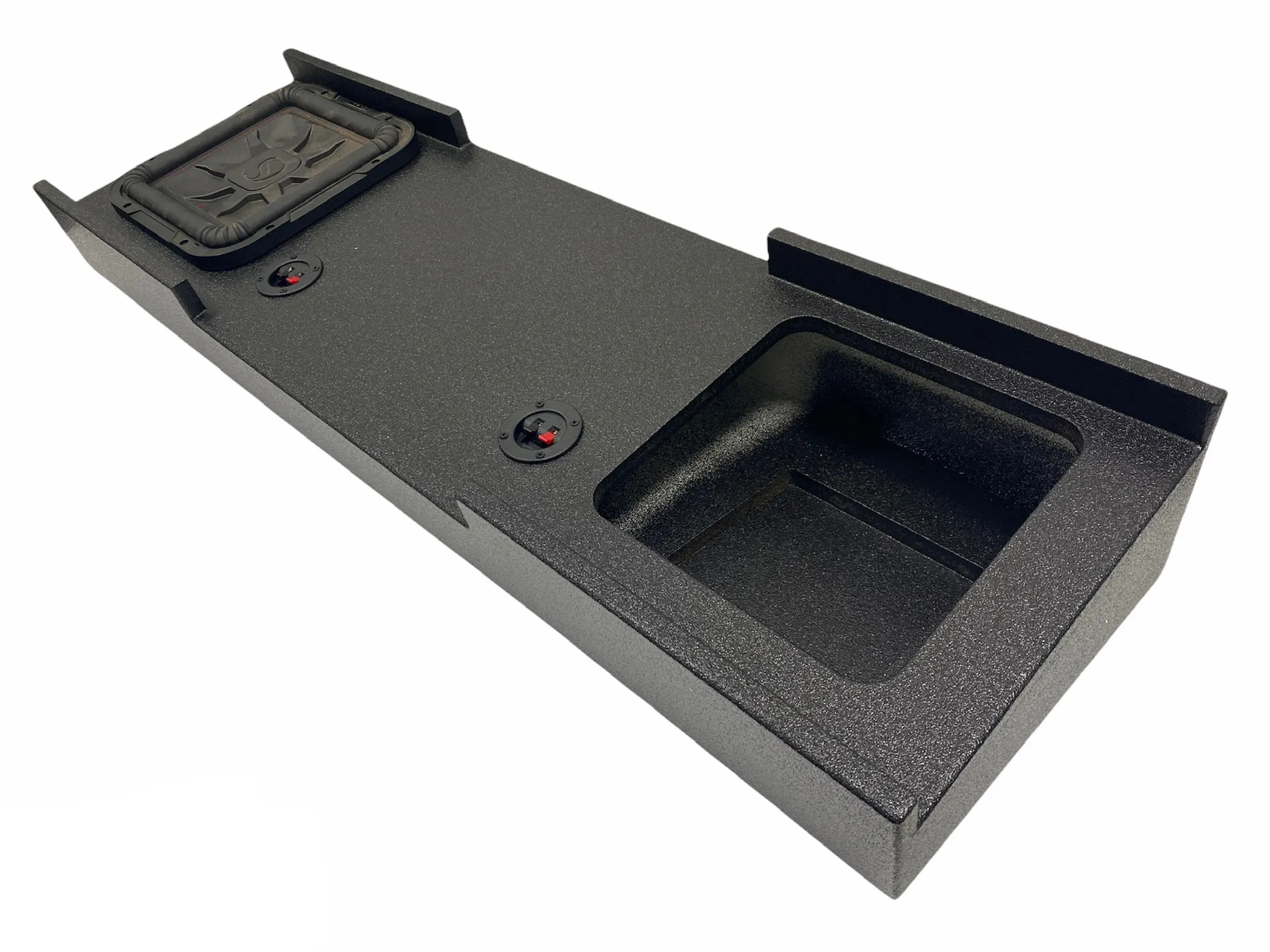 BASS-MAXX 2007-2013 GM CREW CAB DUAL 12" SQUARE WOOFER SEALED ENCLOSURE - DOWN FIRE