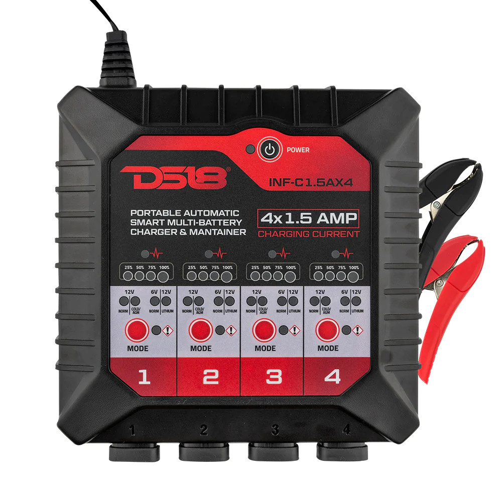 DS18 4 X 1.5 AMP Automatic Smart Lithium and AGM Battery Charger and Maintainer DS18 4 X 1.5 AMP Automatic Smart Lithium and AGM Battery Charger and Maintainer