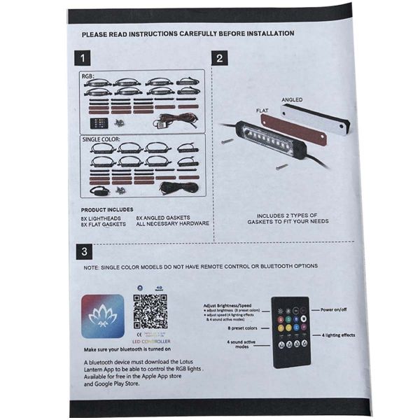 RACESPORT WHITE 72-LED Super-Bright 8-Pod LED Bed Rail Lighting Complete System