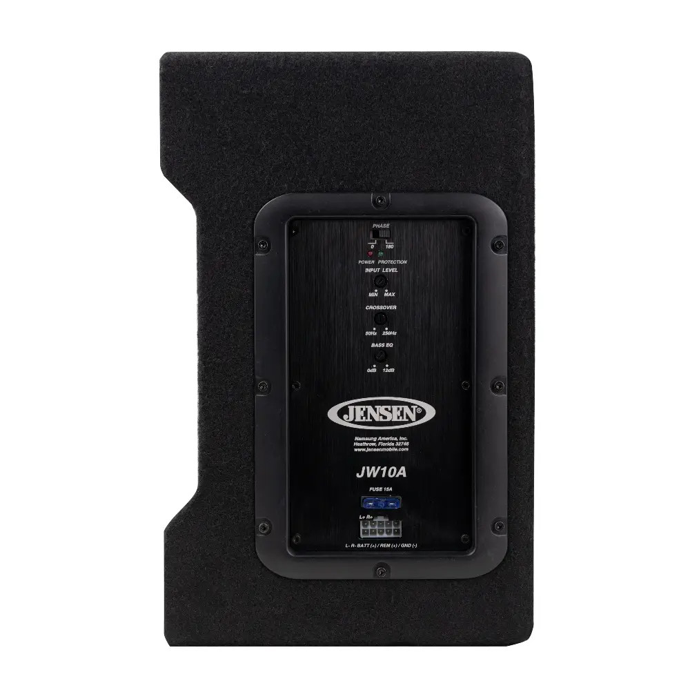 JENSEN 10" AMPLIFIED SUBWOOFER DOWN FIRE SHALLOW ENCLOSURE