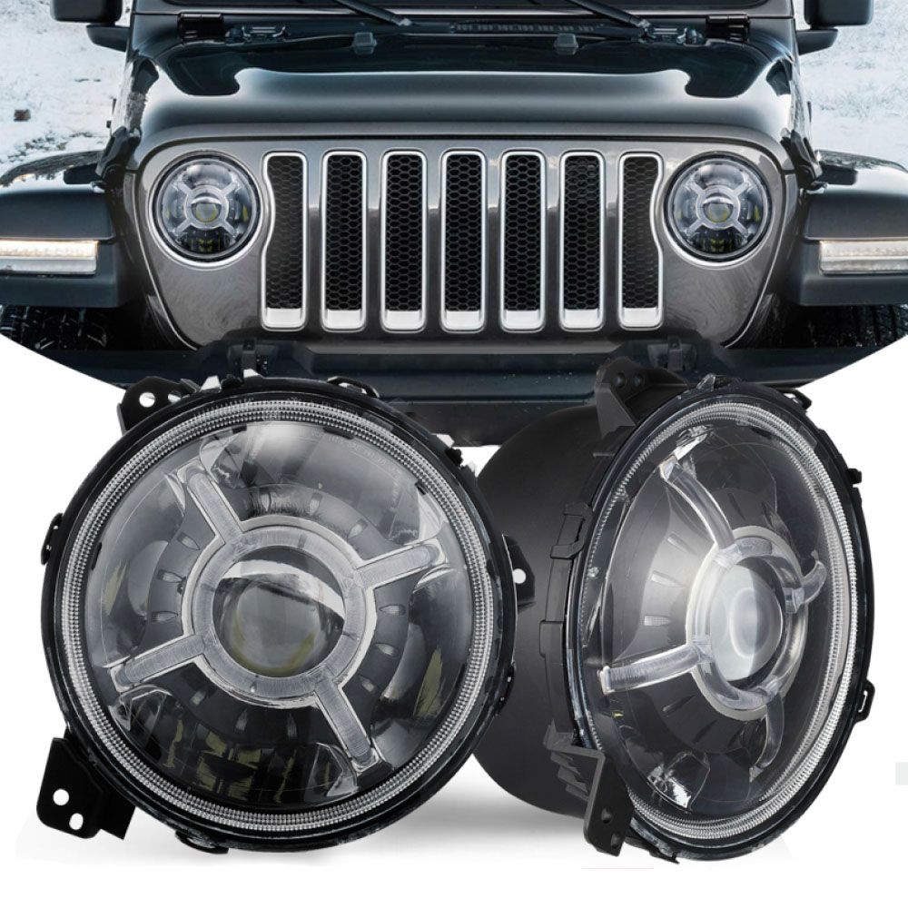 RACESPORT 9" JEEP JL/JT RGB ADJUSTABLE ANGLE BEAM 108W HEADLIGHTS WITH X-HALO + RGB FUNCTION HALO RACESPORT 9" JEEP JL/JT RGB ADJUSTABLE ANGLE BEAM 108W HEADLIGHTS WITH X-HALO + RGB FUNCTION HALO