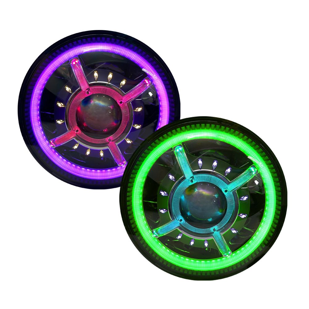 RACESPORT 9" JEEP JL/JT RGB ADJUSTABLE ANGLE BEAM 108W HEADLIGHTS WITH X-HALO + RGB FUNCTION HALO RACESPORT 9" JEEP JL/JT RGB ADJUSTABLE ANGLE BEAM 108W HEADLIGHTS WITH X-HALO + RGB FUNCTION HALO