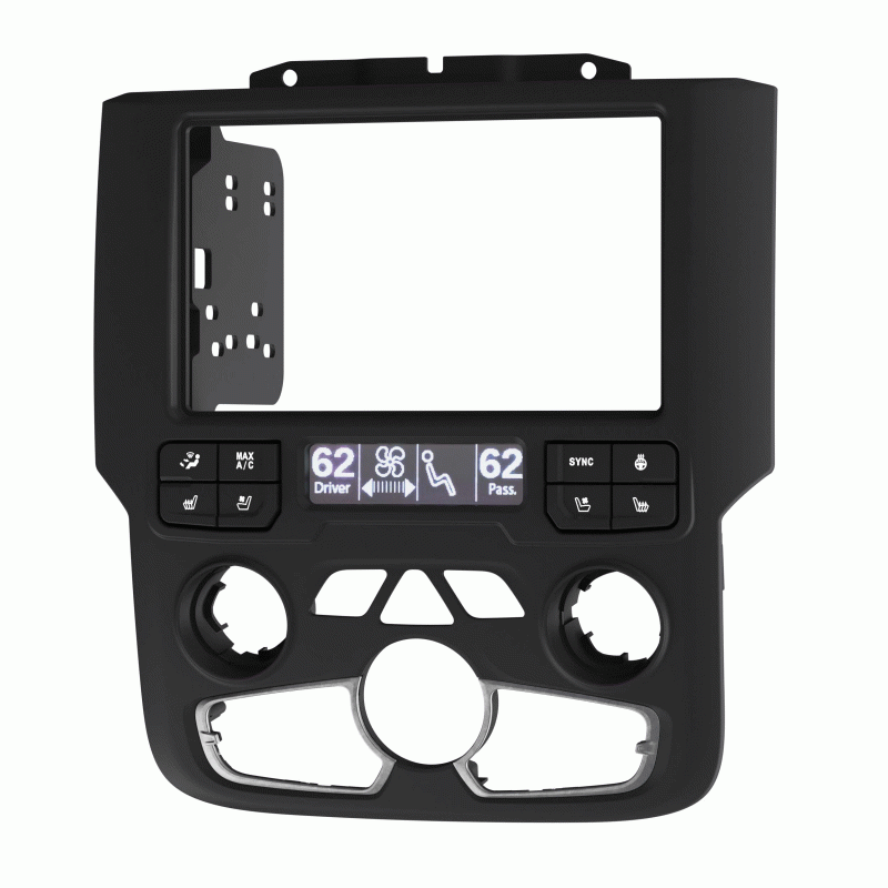 Ram Trucks 2013-2022 Designed for models with a factory 8.4" screen
Retains factory climate control buttons Ram Trucks 2013-2022 Designed for models with a factory 8.4" screen
Retains factory climate control buttons