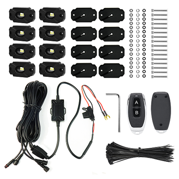 RACESPORT 8pc Ultra Bright White 10000 Lumen LED Rock Light Crawler Kit with Seven Fade and Strobe Patterns Race Sport Lighting RACESPORT 8pc Ultra Bright White 10000 Lumen LED Rock Light Crawler Kit with Seven Fade and Strobe Patterns Race Sport Lighting