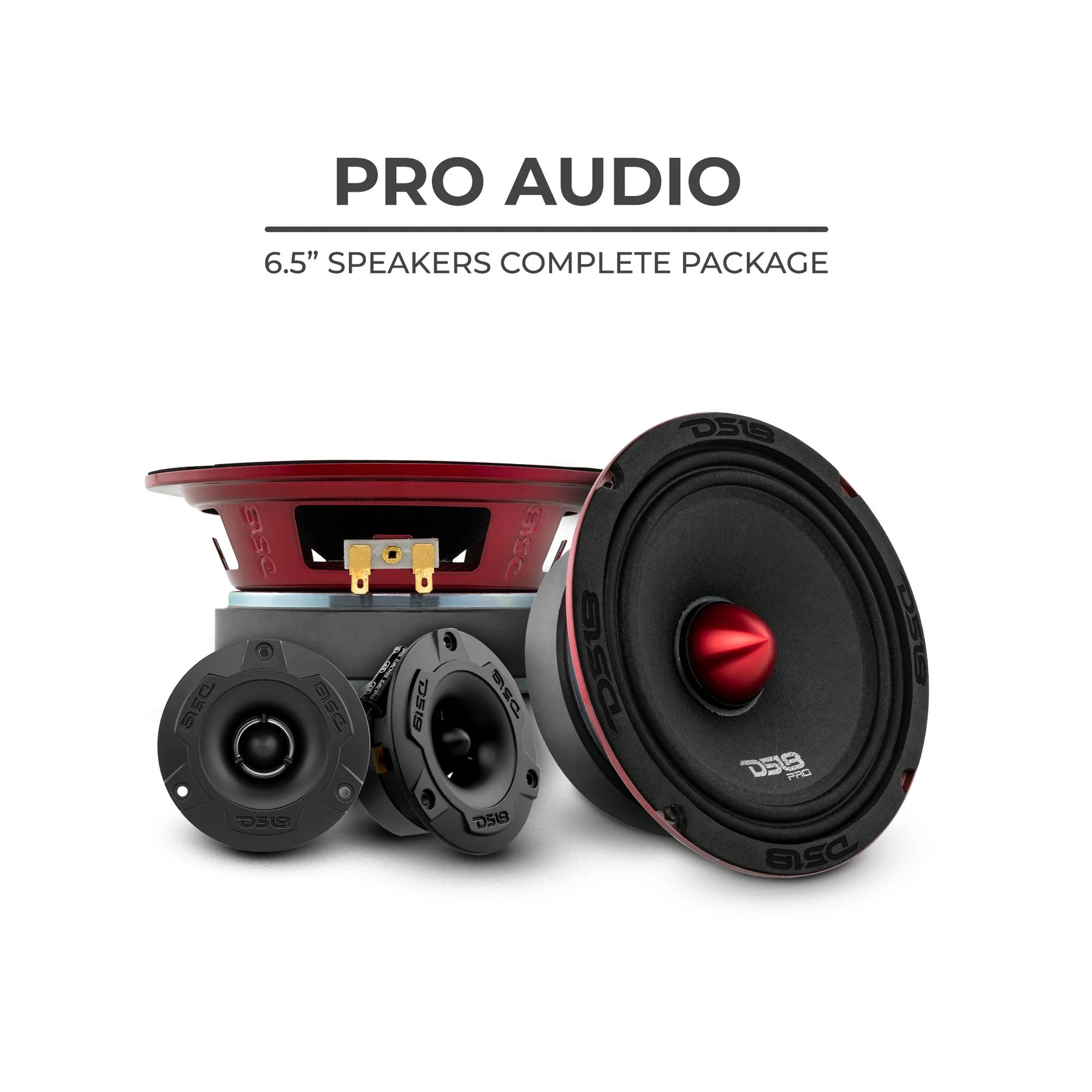 DS18 6.5" PRO AUDIO COMPONENT SYSTEM - 2 PRO-X6.4BM + 1 PAIR PRO-TW220 BULLET TWEETERS