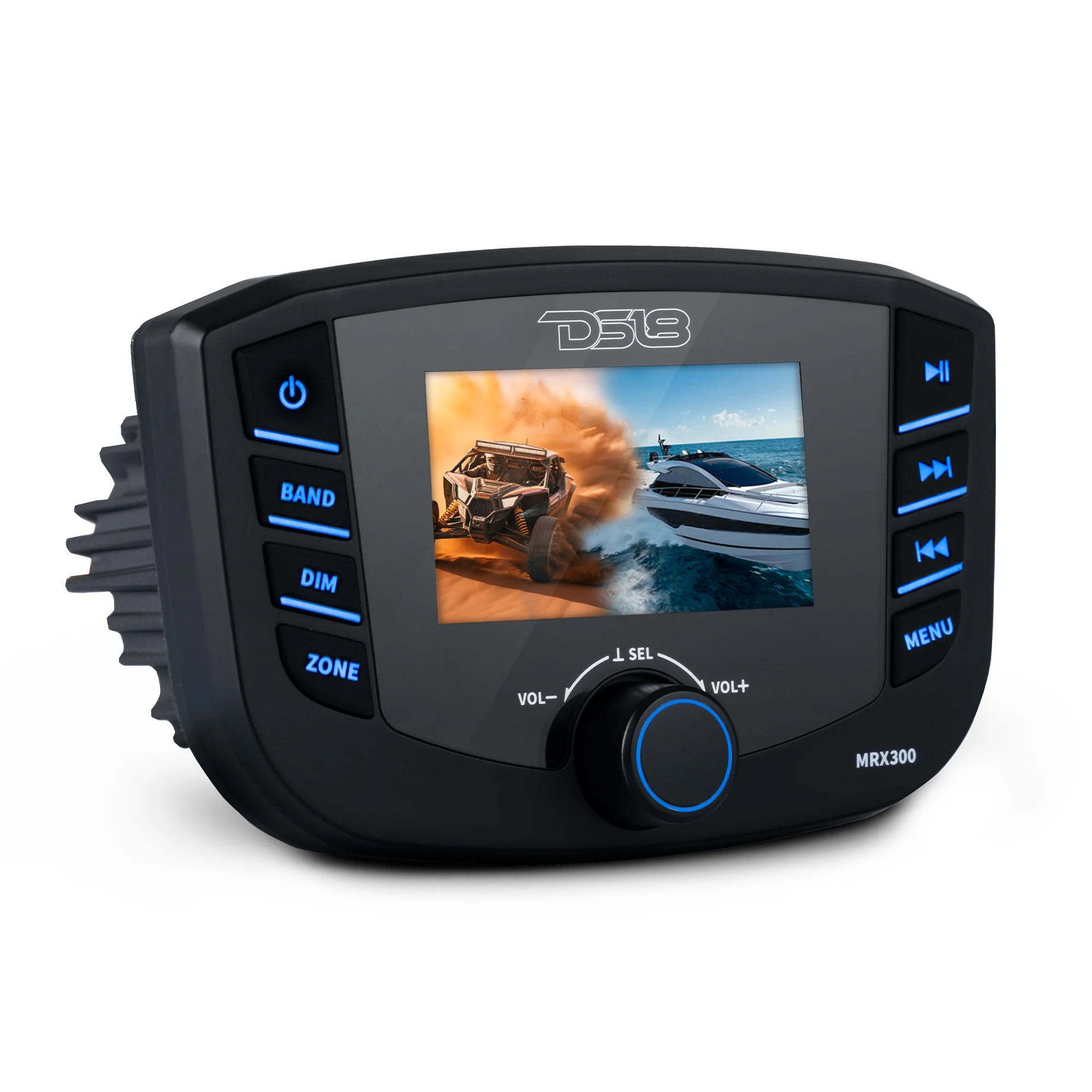 DS18 3 ZONES MARINE AND POWERSPORTS HEADUNIT - 3" | Color TFT Screen | 3 Zones | 4 volts Output | BT | RDS | 4 x 50 Watts DS18 3 ZONES MARINE AND POWERSPORTS HEADUNIT - 3" | Color TFT Screen | 3 Zones | 4 volts Output | BT | RDS | 4 x 50 Watts