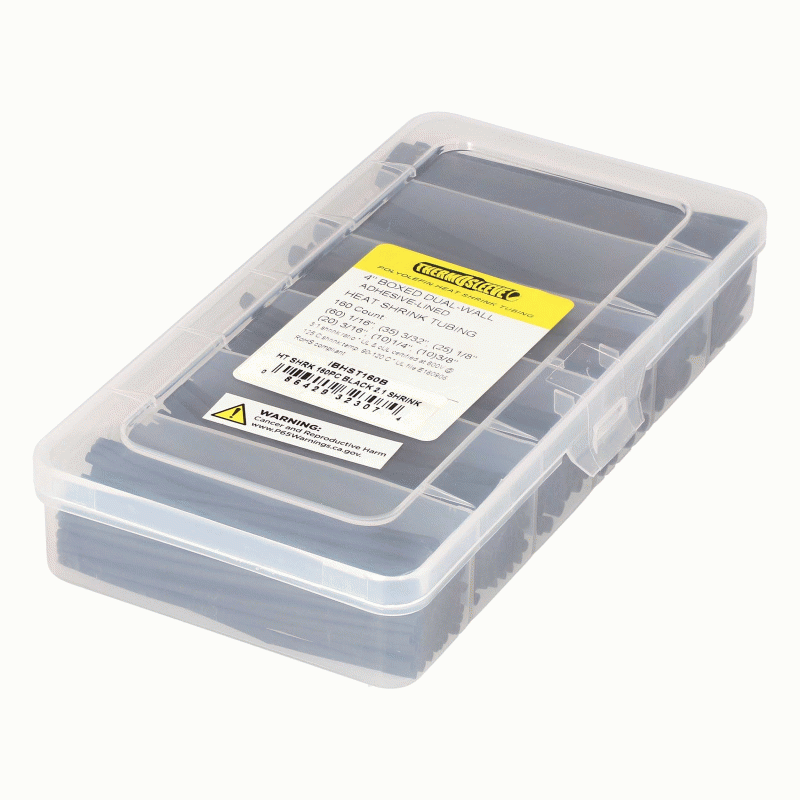 Heat Shrink Tubing Kit - 160 Pc 4 in 2:1 Assorted - Black