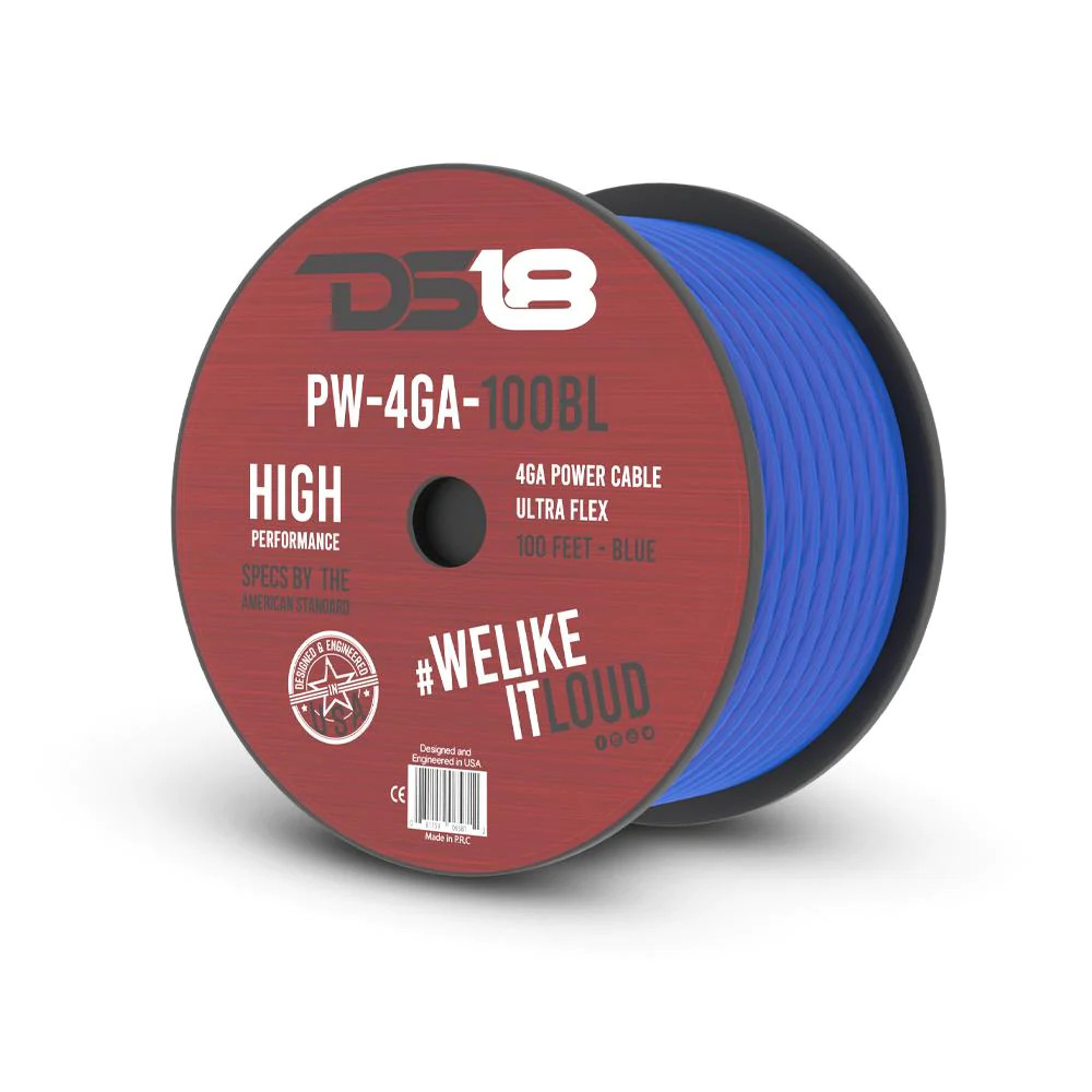 DS18 SOUND 4GA POWER WIRE 100' ROLL - BLUE