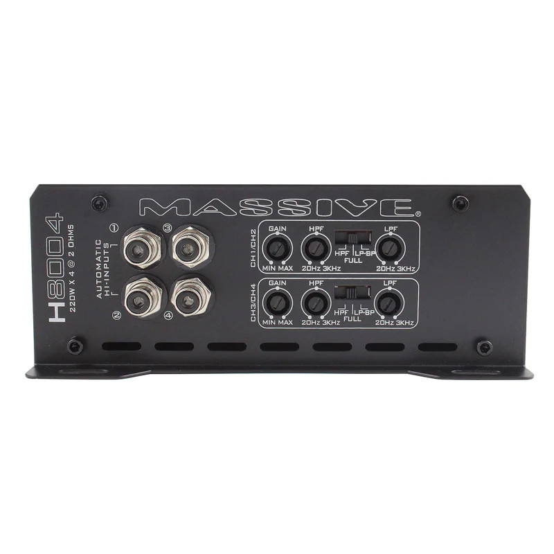 MASSIVE AUDIO HIPPO SERIES FULL RANGE AMPLIFIER - 4 CHANNEL 125W X 4 RMS @ 4 Ohm / 220W X 4 RMS @ 2 0hm