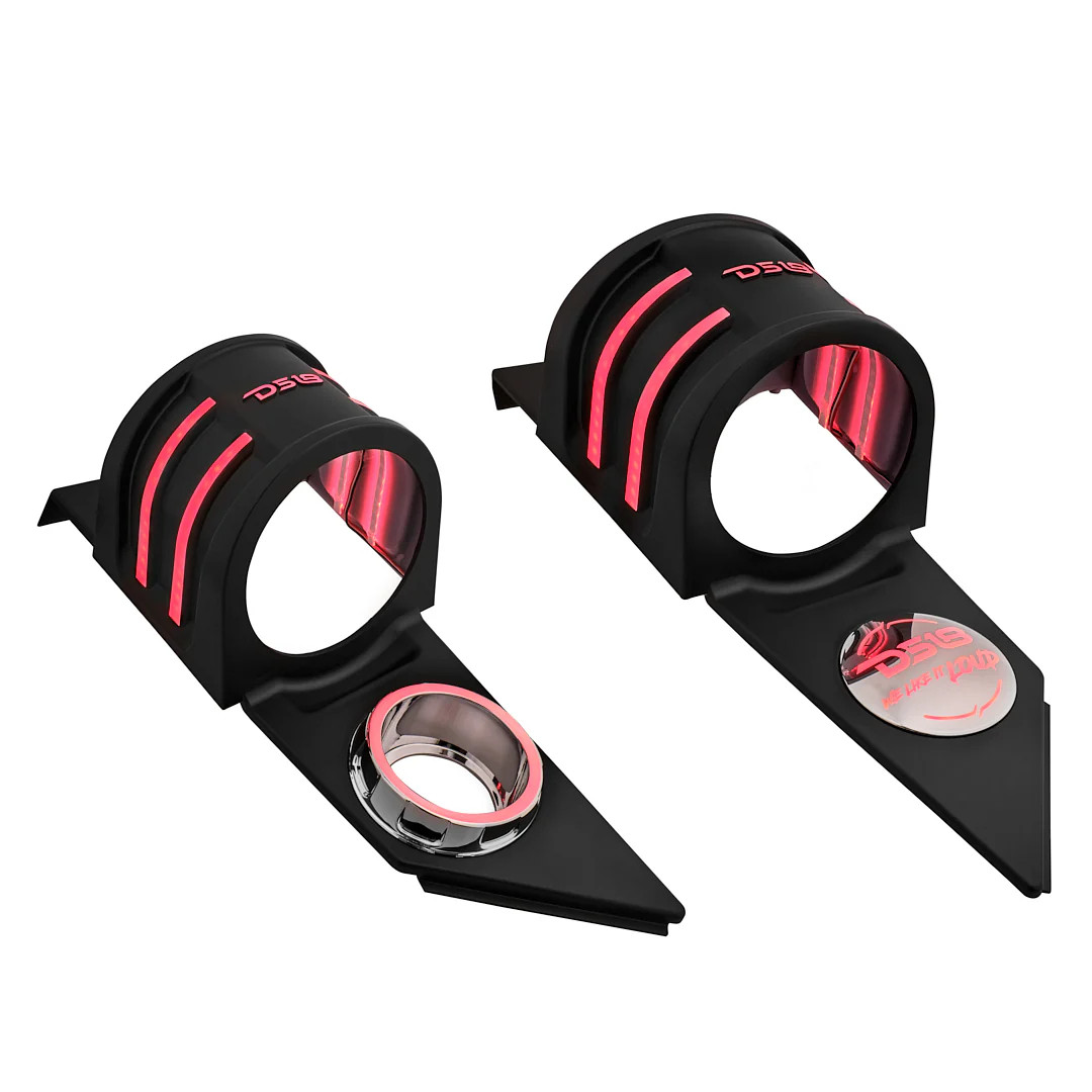 DS18 Sling Shot 6.5" Headrest Enclosure with built-in dream LED chasing lighting - PAIR