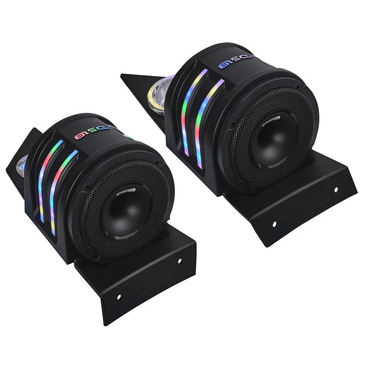 DS18 Sling Shot 6.5" Headrest Enclosure with built-in dream LED chasing lighting - PAIR