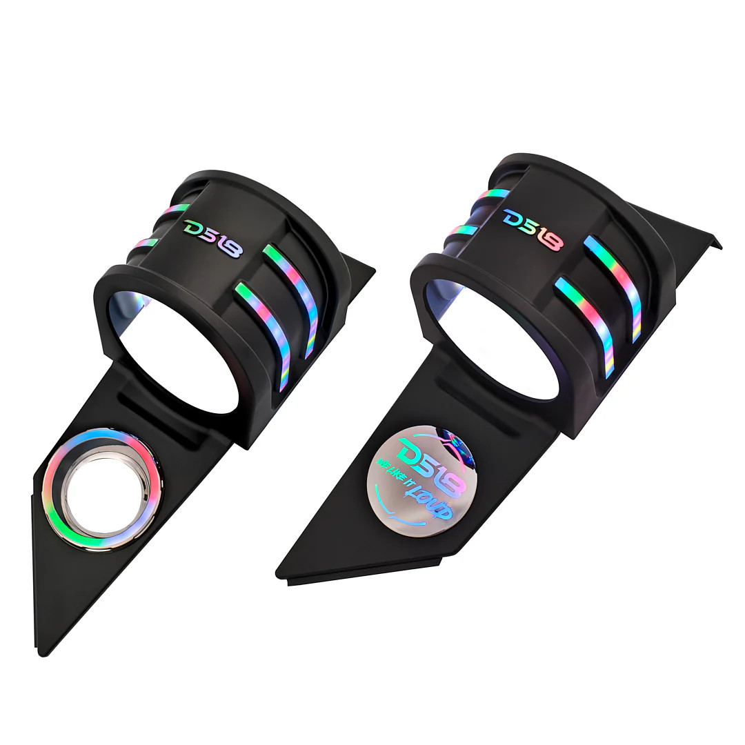 DS18 Sling Shot 6.5" Headrest Enclosure with built-in dream LED chasing lighting - PAIR