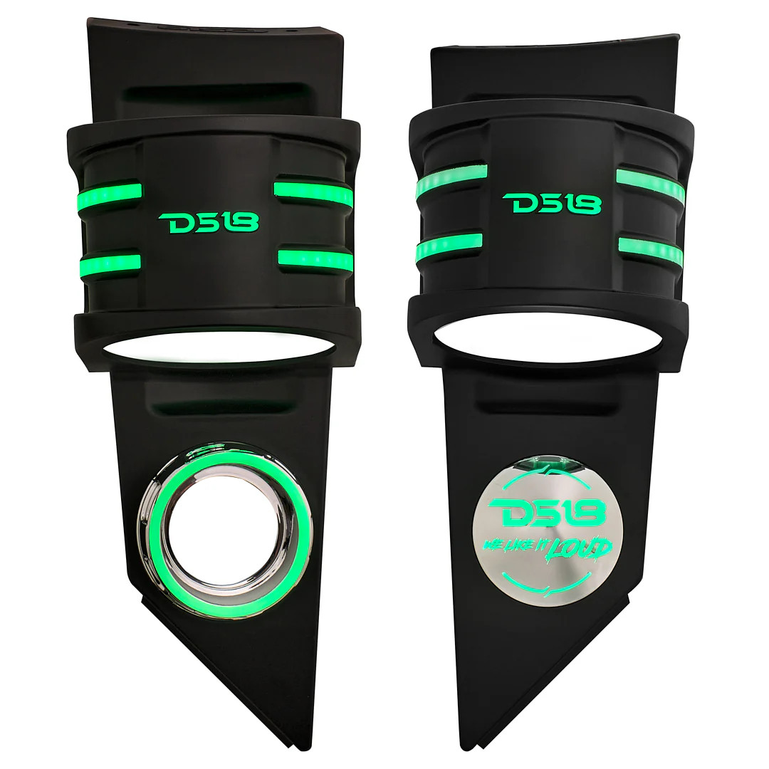 DS18 Sling Shot 6.5" Headrest Enclosure with built-in dream LED chasing lighting - PAIR