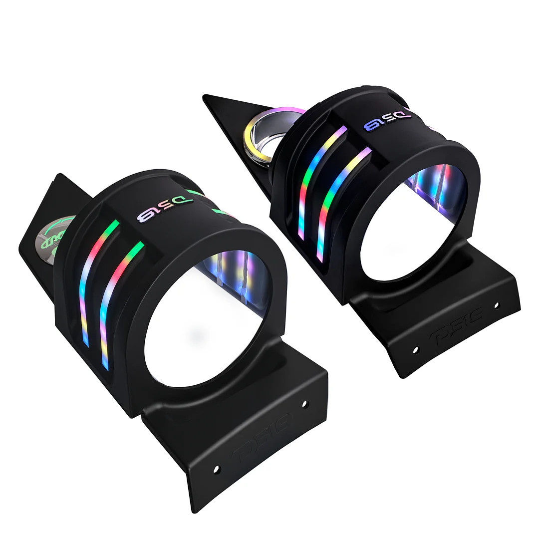 DS18 Sling Shot 6.5" Headrest Enclosure with built-in dream LED chasing lighting - PAIR