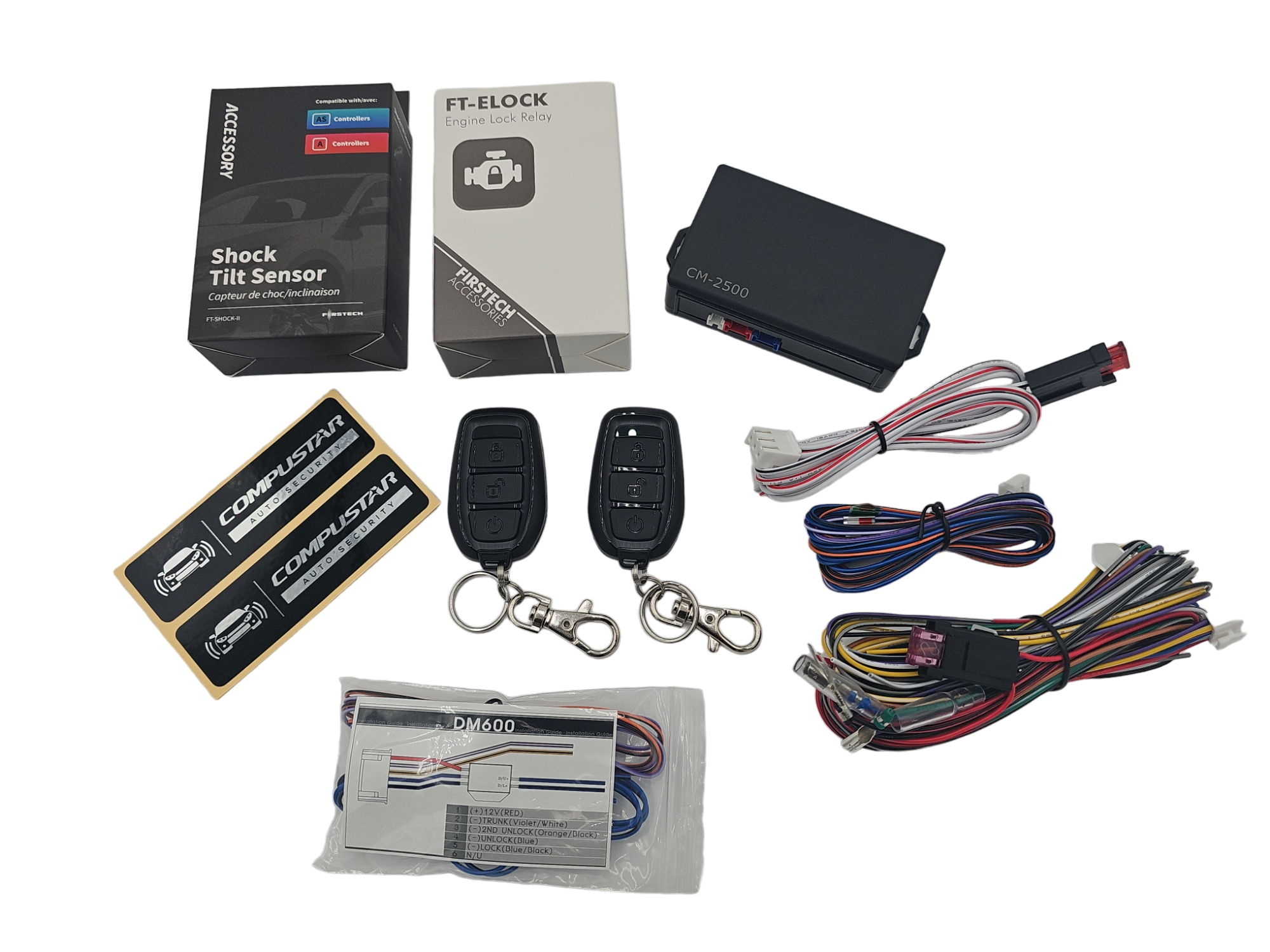 COMPUSTAR 1 WAY SECURITY SYSTEM WITH KEYLESS ENTRY - SHOCK & TILT SENSOR