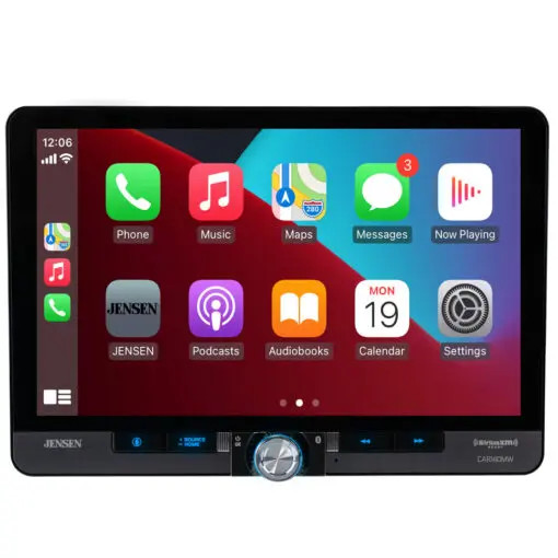 JENSEN 10" TOUCHSCREEN MECHLESS WIRELESS APPLE CARPLAY & ANDROID AUTO, SIRIUS XM READY, IDATALINK MAESTRO RECEIVER