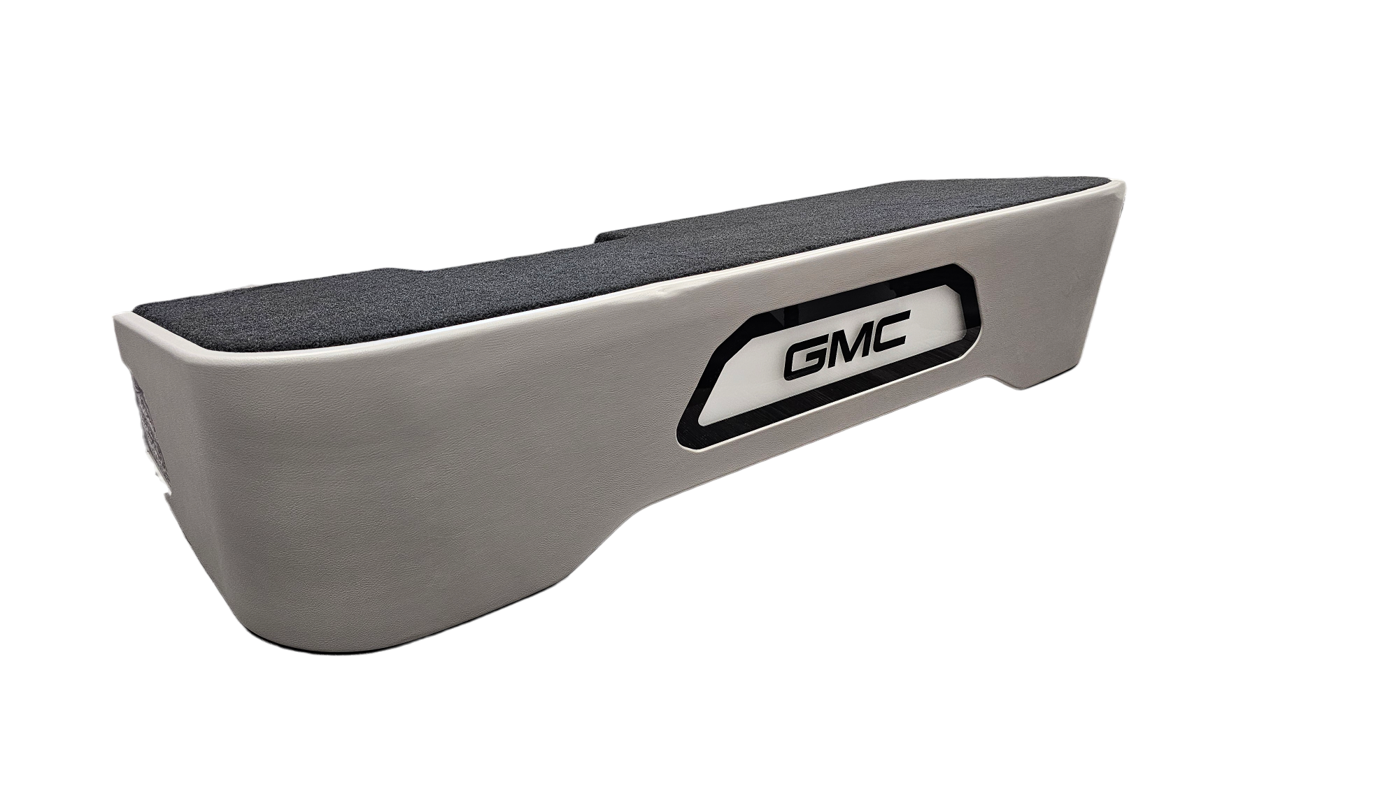 BASS-MAXX LEVEL 4 PRO SERIES GMC / CHEVROLET TRUCK 2019-2024 UP CREW CAB - ROUNDED CORNERS, VINYL WRAPPED WITH DURABLE CARPET TOP AND BOTTOM, ACRYLIC HINTERS, CHASING LED LIGHTING BUILT IN - VENTED - GRAY VINYL