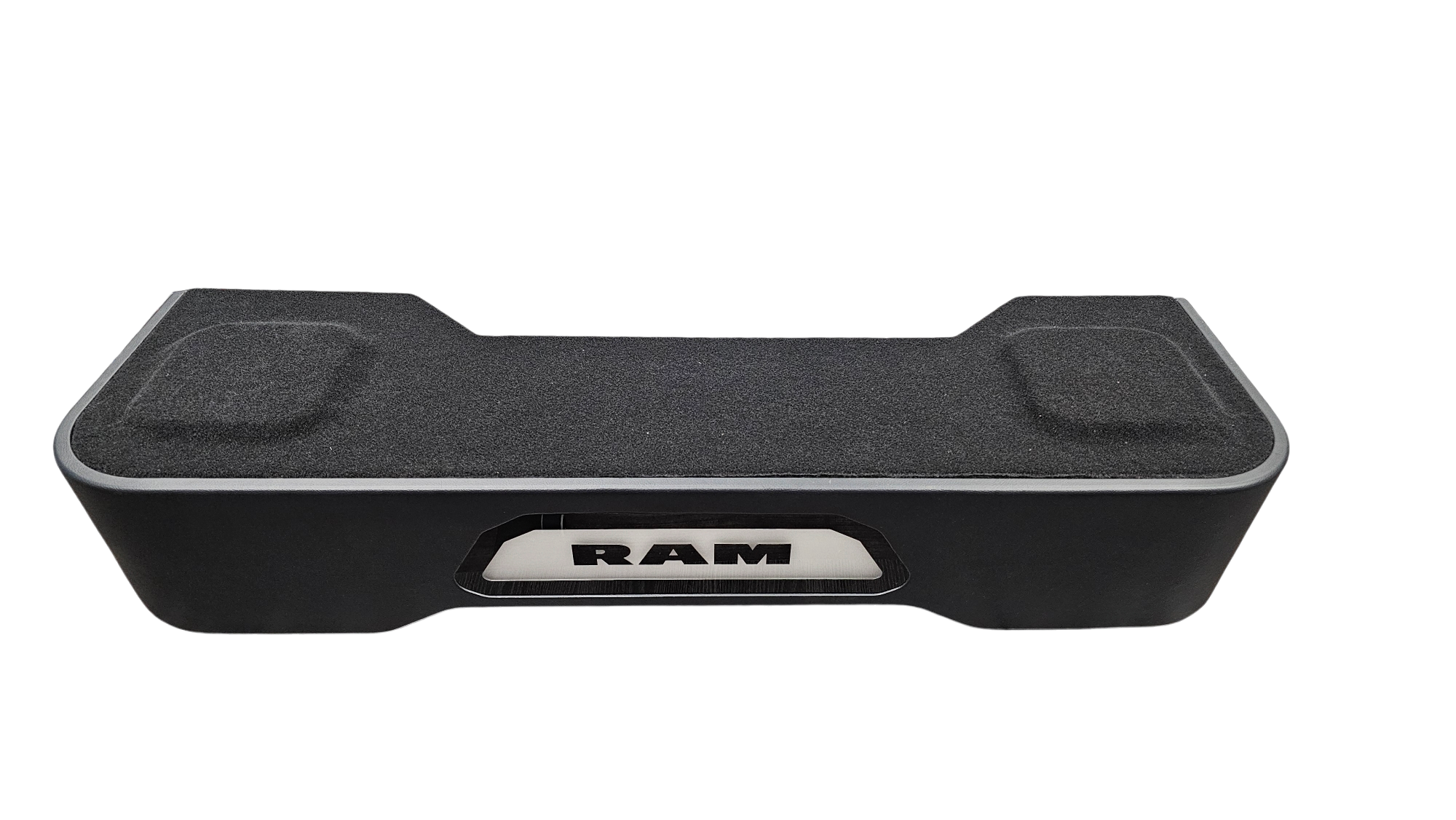 BASS-MAXX LEVEL 4 PRO SERIES RAM TRUCK 2019 UP CREW CAB - ROUNDED CORNERS, VINYL WRAPPED WITH DURABLE CARPET TOP AND BOTTOM, ACRYLIC INSERTS, CHASING LED LIGHTING BUILT IN