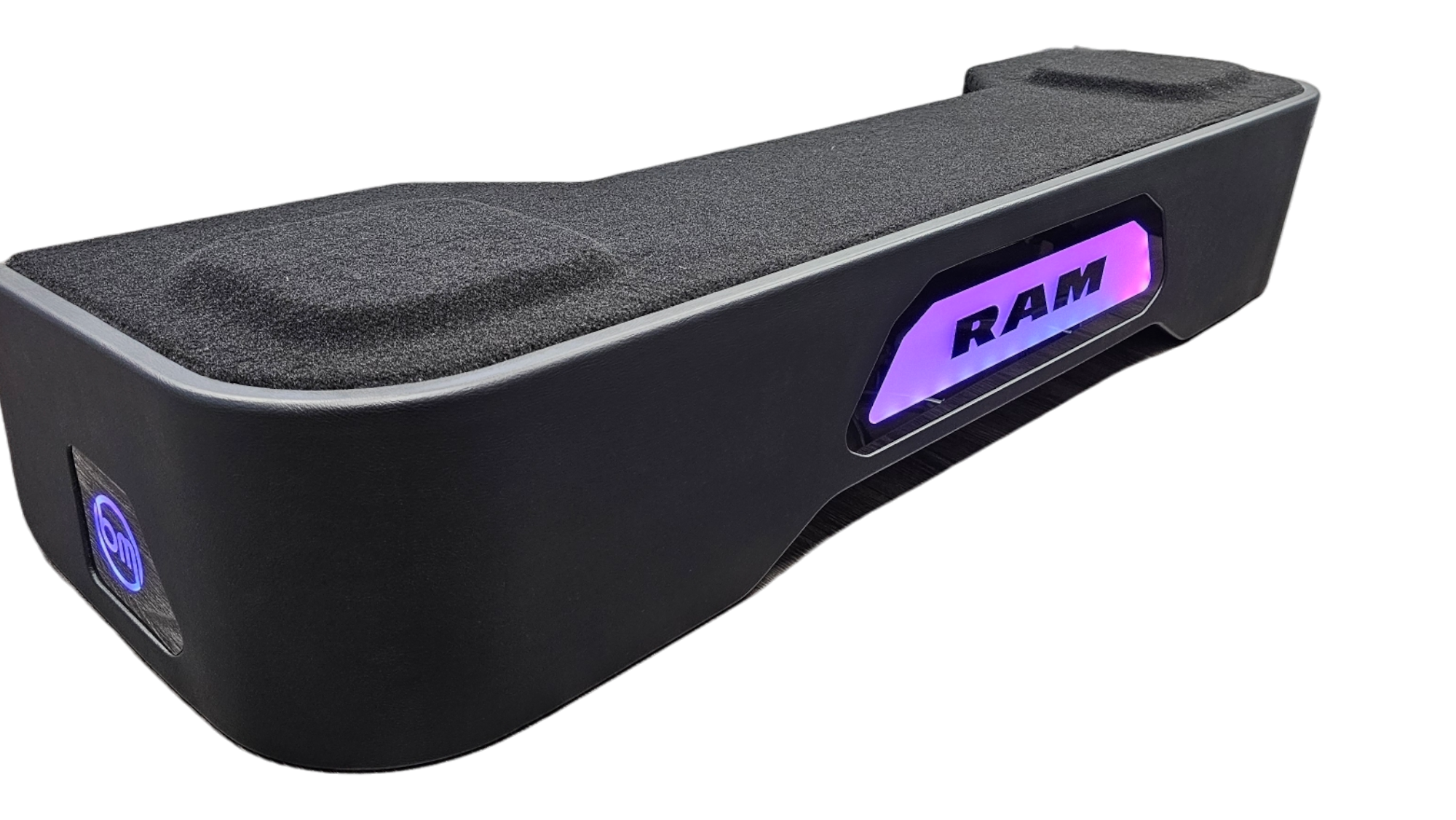 BASS-MAXX LEVEL 4 PRO SERIES RAM TRUCK 2019 UP CREW CAB - ROUNDED CORNERS, VINYL WRAPPED WITH DURABLE CARPET TOP AND BOTTOM, ACRYLIC INSERTS, CHASING LED LIGHTING BUILT IN