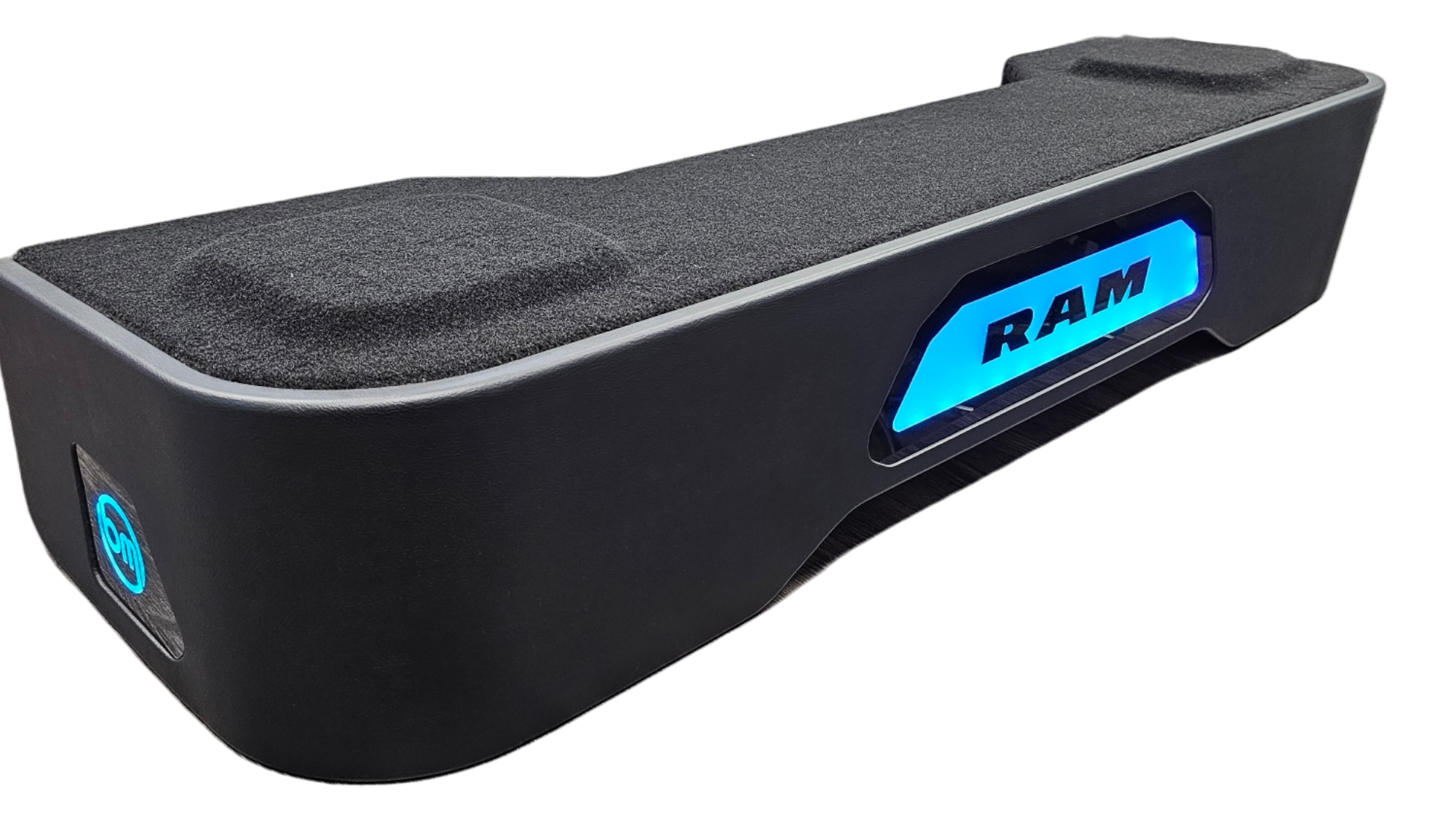 BASS-MAXX LEVEL 4 PRO SERIES RAM TRUCK 2019 UP CREW CAB - ROUNDED CORNERS, VINYL WRAPPED WITH DURABLE CARPET TOP AND BOTTOM, ACRYLIC INSERTS, CHASING LED LIGHTING BUILT IN