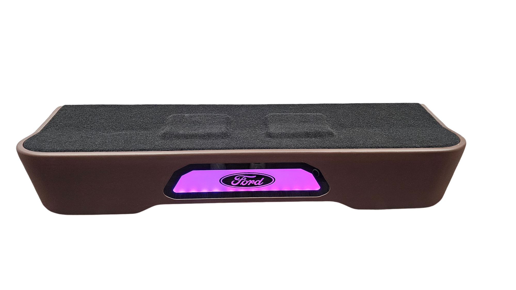 BASS-MAXX LEVEL 4 PRO SERIES FORD 150 2009-2024, SUPER DUTY 2017-2024 TRUCK CREW CAB - ROUNDED CORNERS, VINYL WRAPPED WITH DURABLE CARPET TOP AND BOTTOM, ACRYLIC INSERTS, CHASING LED LIGHTING BUILT IN