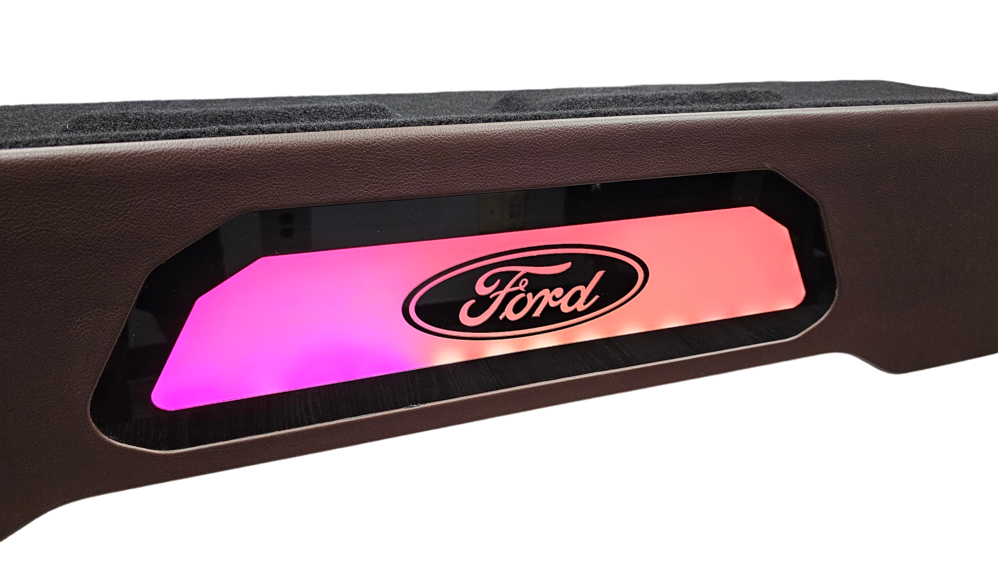 BASS-MAXX LEVEL 4 PRO SERIES FORD 150 2009-2024, SUPER DUTY 2017-2024 TRUCK CREW CAB - ROUNDED CORNERS, VINYL WRAPPED WITH DURABLE CARPET TOP AND BOTTOM, ACRYLIC INSERTS, CHASING LED LIGHTING BUILT IN