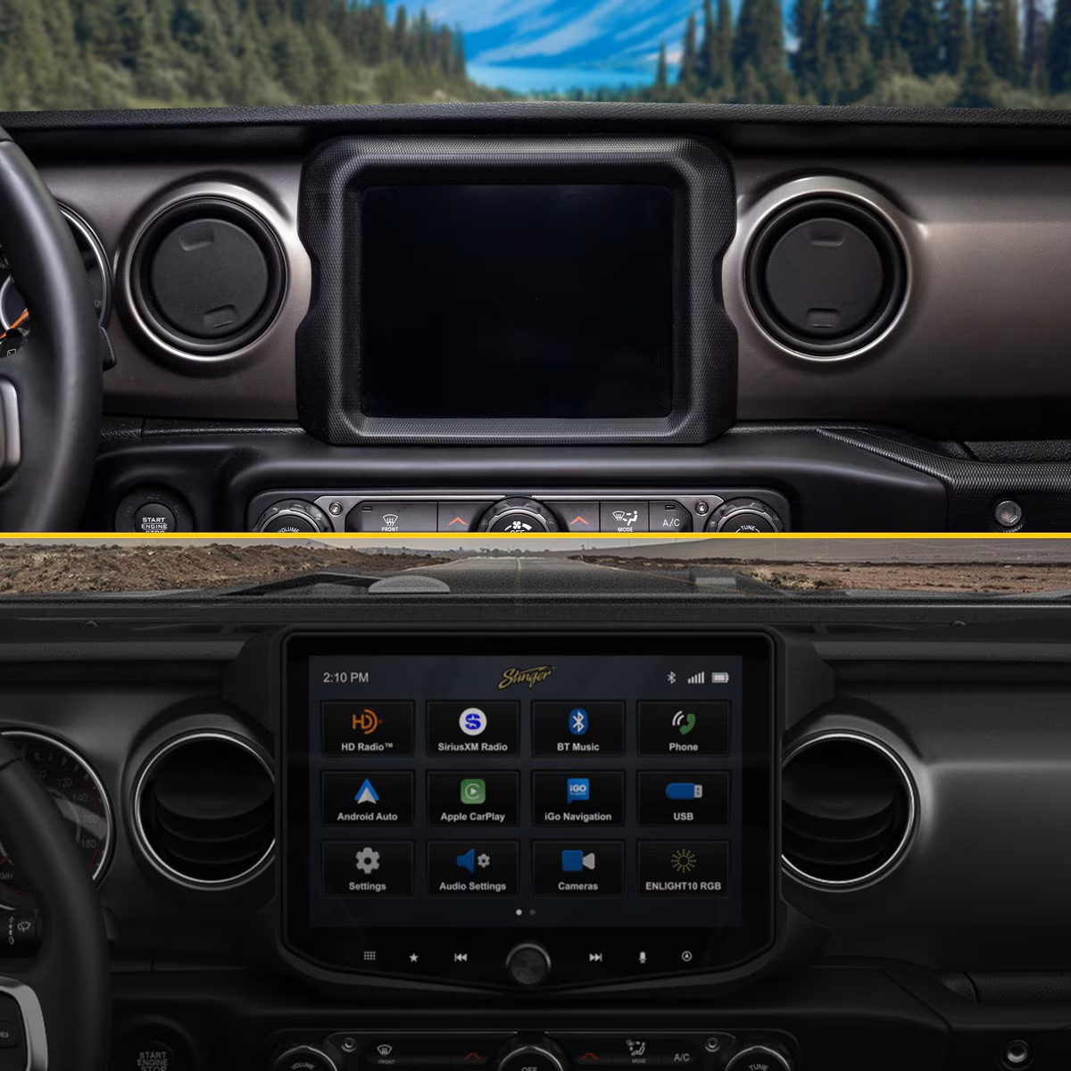 PAC WRANGLER JL/GLADIATOR JT HORIZON10® INTEGRATION & INSTALLATION KIT - Compatible with UN1810/HEIGH10 head-unit