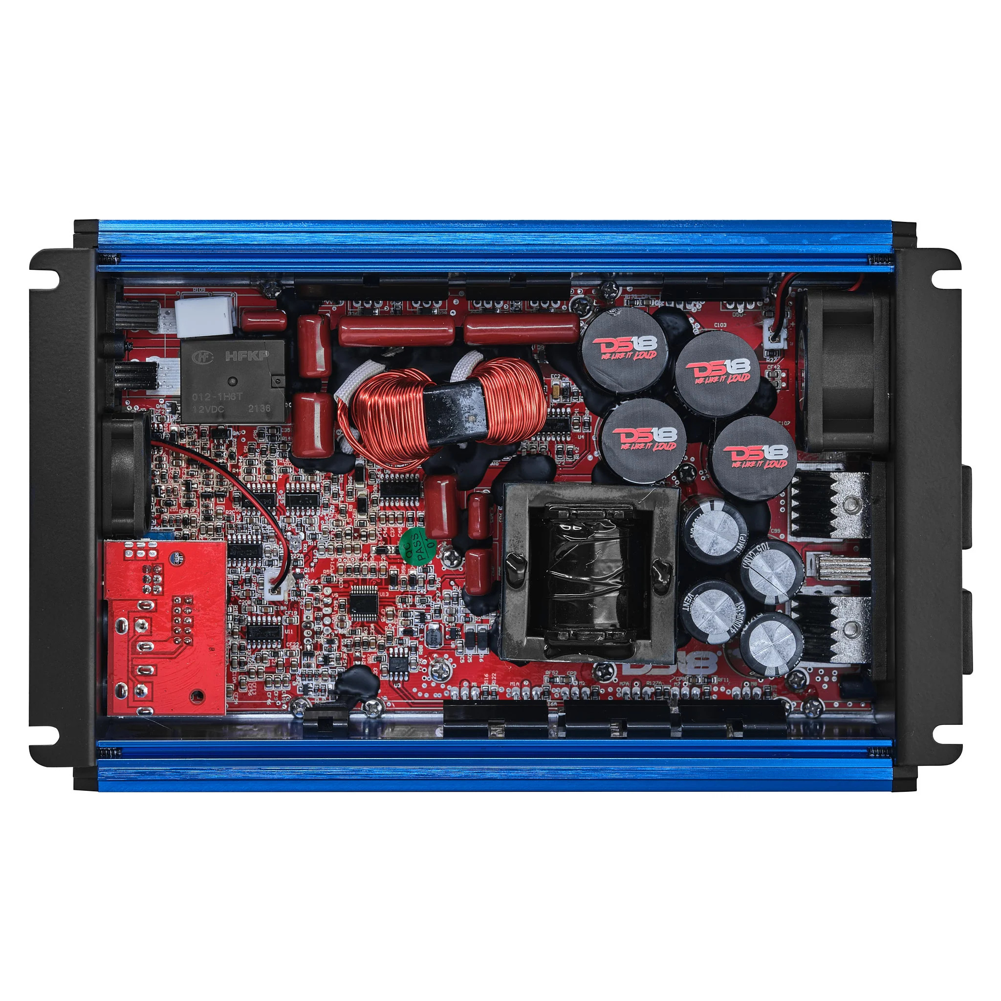 DS18 FRP FULL RANGE CLASS D 1 CH AMPLIFIER 2500 WATTS RMS @ 1 OHM  - BLUE